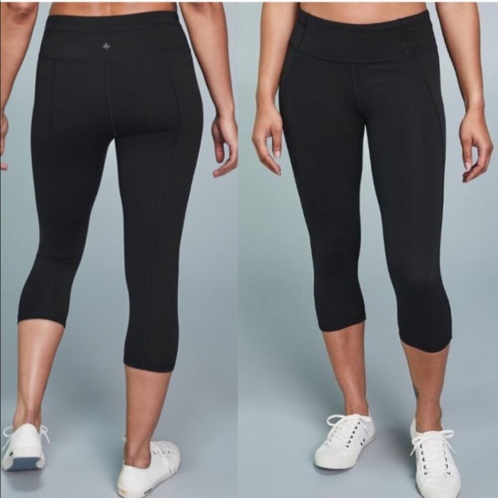 🎉LAST CALL🎉 Prana Black Crop Capris Pull On Mid Calf Stretch Leggings XS